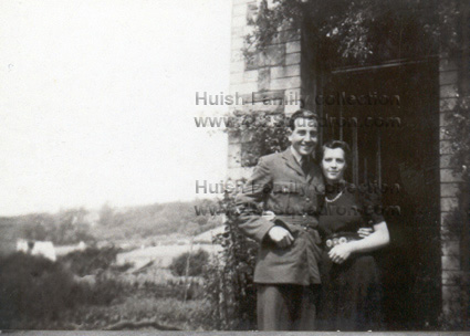 Cpl Fred Brookes 546437 RAF, and Irene Huish outside Irene's home "Rosendale' Bedw Bach 1939 (later 462 Squadron)